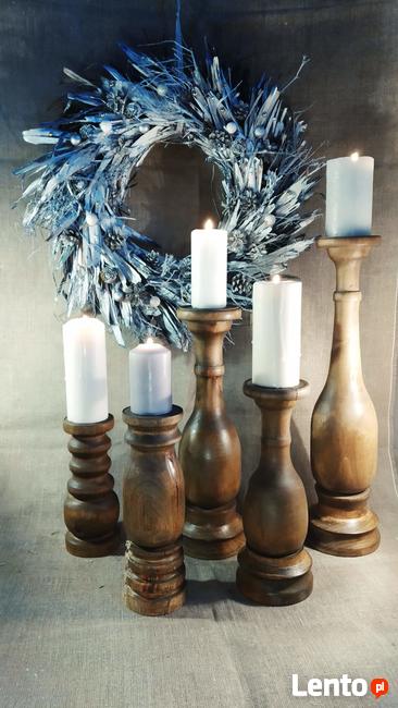 Dekoracje świeczniki toczone drewniane wyroby Rękodzieło