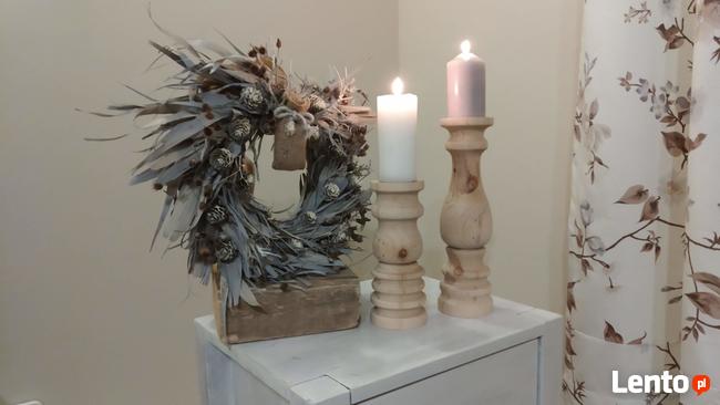 Dekoracje świeczniki toczone drewniane wyroby Rękodzieło