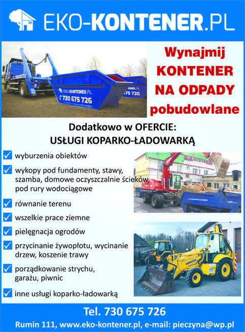 Wynajmem kontenerów na gruz, odpady z budowy Konin