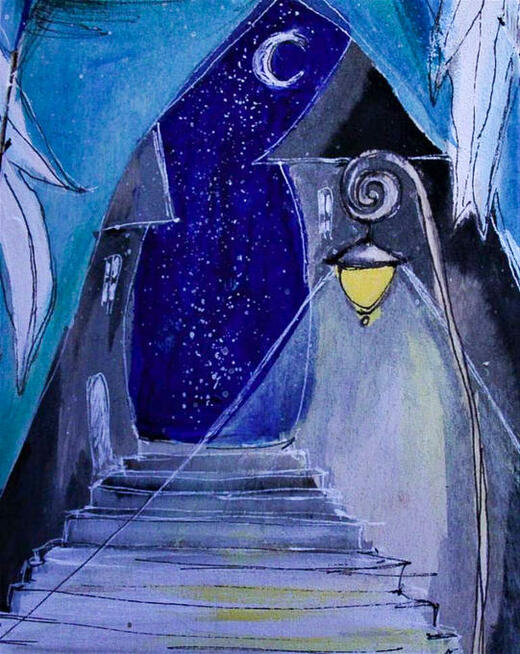 Wyjątkowy obraz namalowany na drewnie ANIOŁ NA DOBRANOC