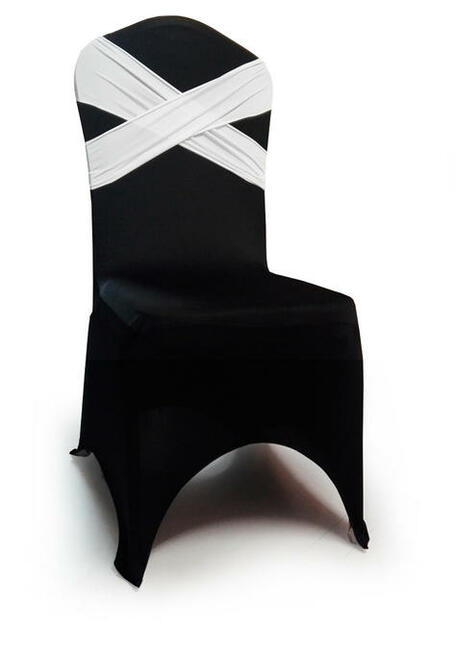 Czarny Pokrowiec na krzesło rozciągliwy z kokardą