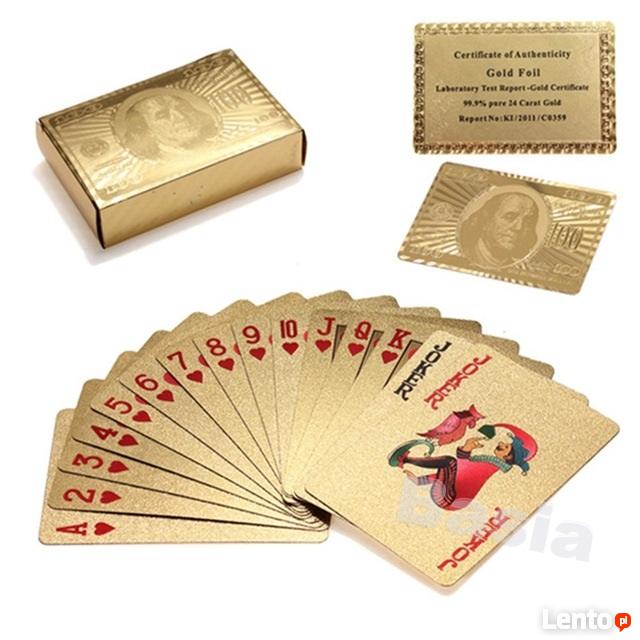 Złote karty Talia 54 karty POKER Certyfikat ZŁOTO 24 k. ETUI
