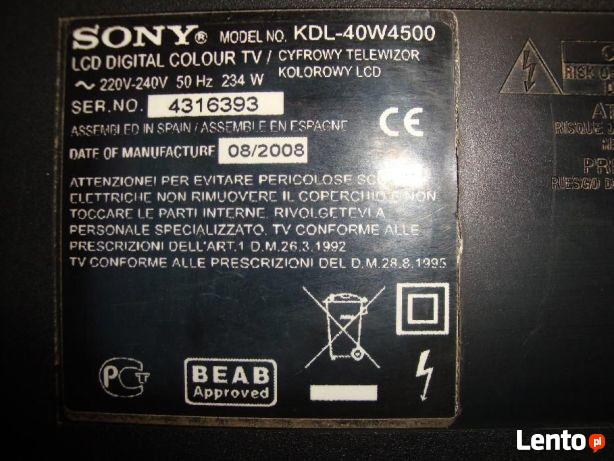 Sony Bravia 40 cali Model KDL-40W4500--uszkodzony, na części