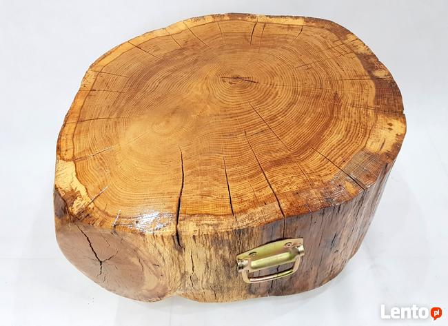 Stolik kawowy, pufa lite drewno blat plaster drewna stół