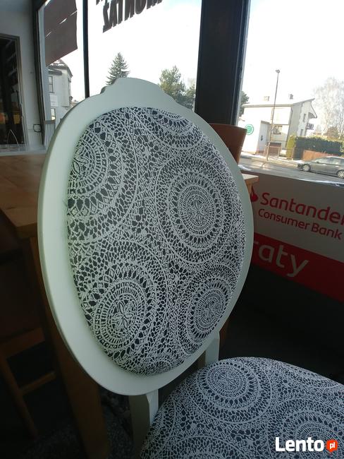 Zestaw biały ludwik - stół + 4 krzesła