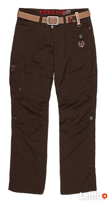 Spodnie damskie Exxtasy 42 czarne ocieplane Pasek