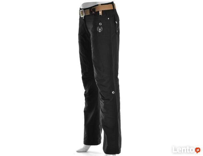 Spodnie damskie Exxtasy 42 czarne ocieplane Pasek