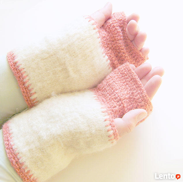fajne mitenki z wełny, ocieplacze na dłonie