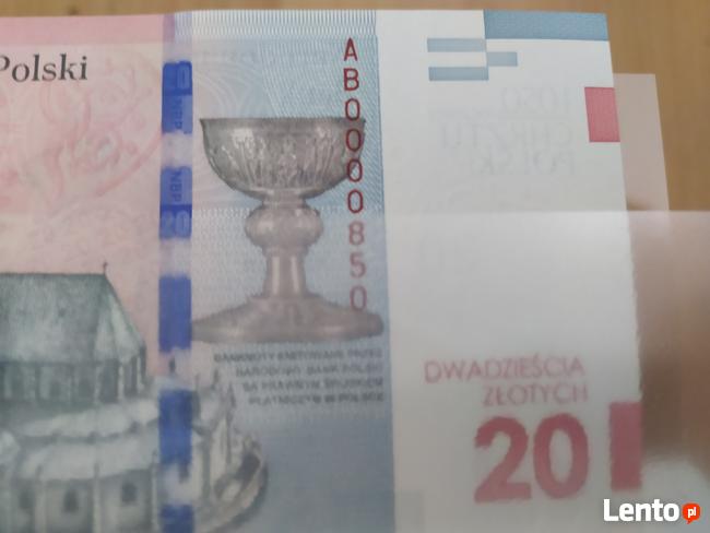 BANKNOT 20 zł 1050 Chrztu DŁUGOSZ NISKI NUMER AB0000771