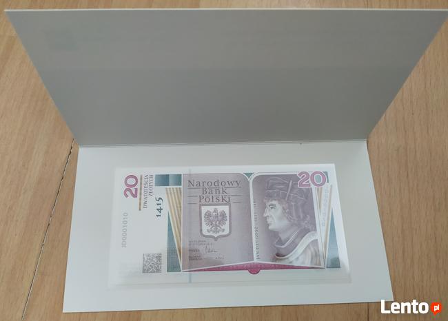 BANKNOT 20 zł 1050 Chrztu DŁUGOSZ NISKI NUMER AB0000771