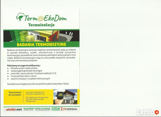 Badanie kamerą termowizyjną wycieków, mostków, ociepleń