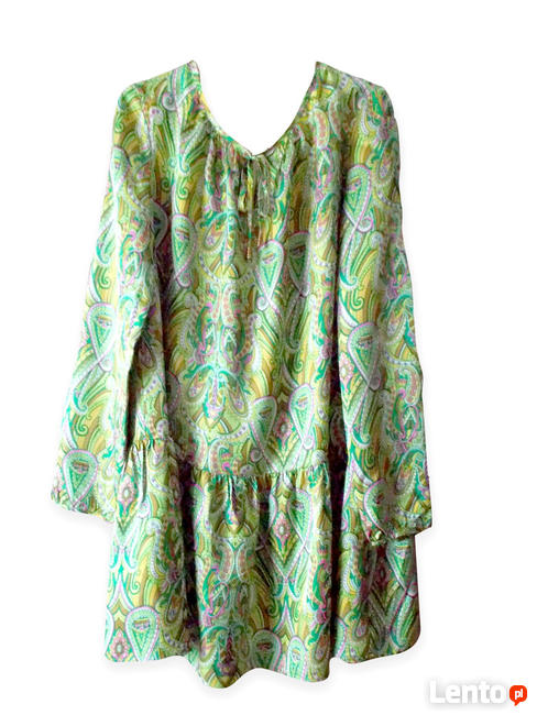 boho tunika xl, jedwabna sukienka boho