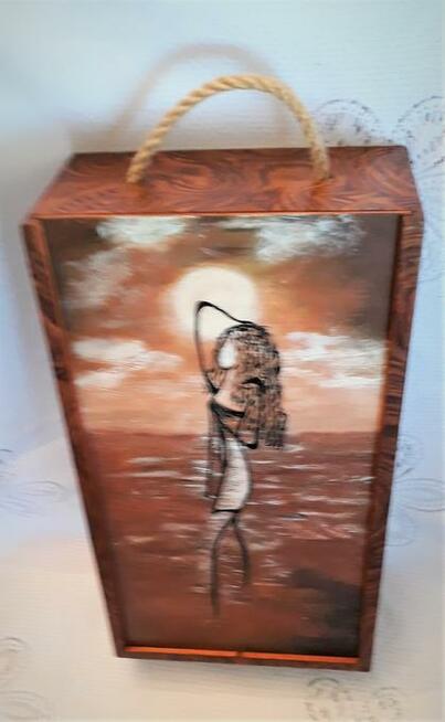 szkatułka fornirowana, pudełko na 2 wina, szkatuła na wino