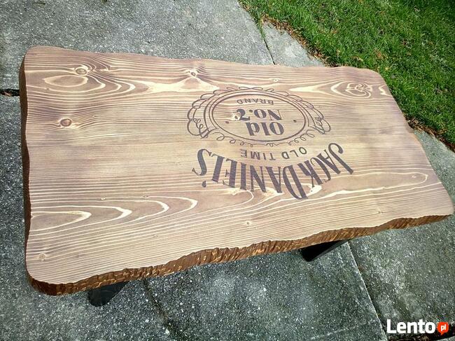 stolik kawowy baner szyld tablica z litego drewna loft indus