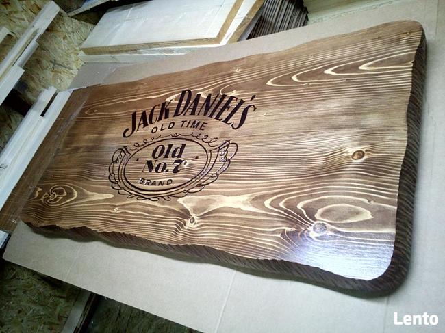 stolik kawowy baner szyld tablica z litego drewna loft indus