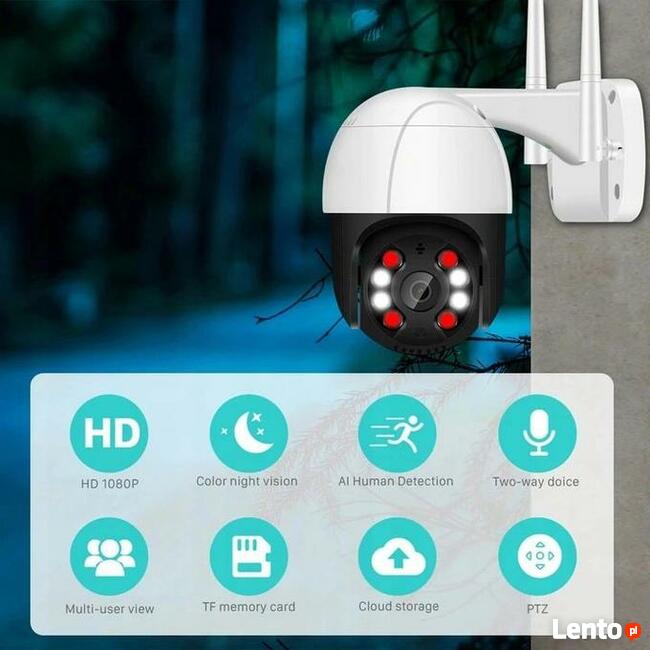 Mini dome malutka kamera zewnętrzna 3Mpx obrotowa ALARM