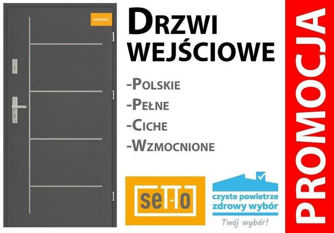 Drzwi stalowe zewnętrzne marki SETTO wraz z montażem.