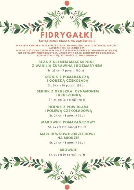 ŚWIĄTECZNE CIASTA, PIERNIKI NA ZAMÓWIENIE Fidrygałki