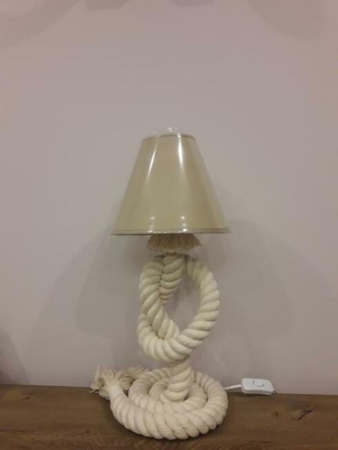 Lampka nocna z kremowej liny bawełnianej 45cm