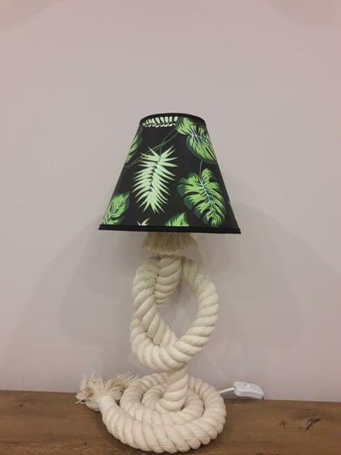 Lampka nocna z kremowej liny bawełnianej 45cm