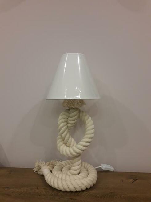 Lampka nocna z kremowej liny bawełnianej 45cm