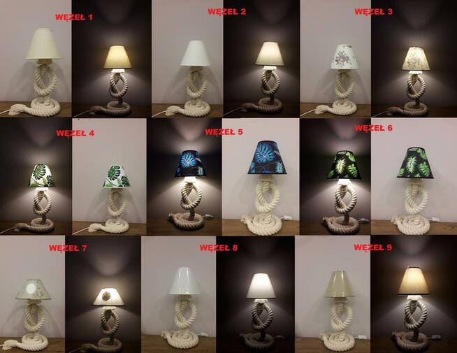 Lampka nocna z kremowej liny bawełnianej 45cm