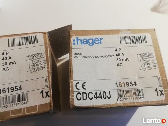 Wyłącznik różnicowo-prądowy cdc440j hager 30mA 2-polig 40A