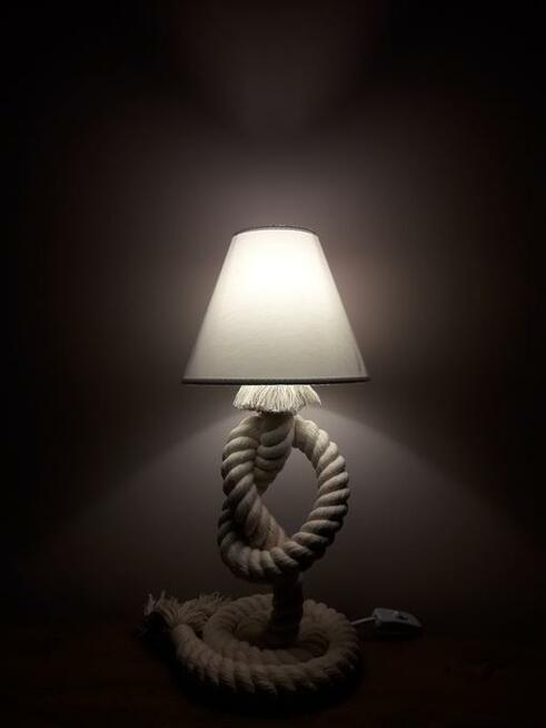 Lampka nocna z kremowej liny bawełnianej 45cm