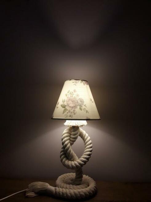 Lampka nocna z kremowej liny bawełnianej 45cm