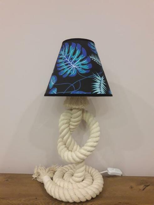 Lampka nocna z kremowej liny bawełnianej 45cm