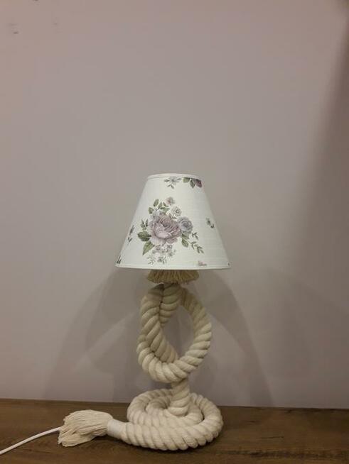 Lampka nocna z kremowej liny bawełnianej 45cm