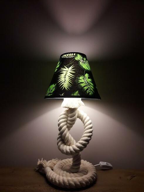 Lampka nocna z kremowej liny bawełnianej 45cm