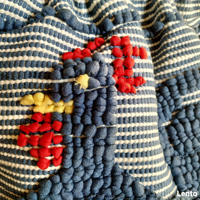 Portugalska tkana torba z kogutem i ratanowymi rączkami