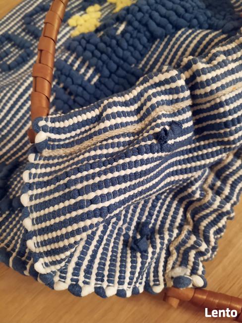 Portugalska tkana torba z kogutem i ratanowymi rączkami