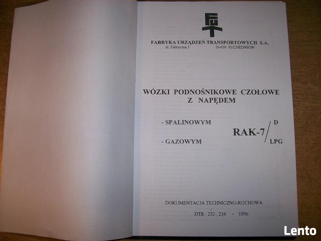 Instrukcja obsługi DTR wózka widłowego RAK7 Suchedniów. 70,-