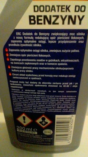ERC Power Additive - Dodatek do benzyny - wzbogaca paliwo
