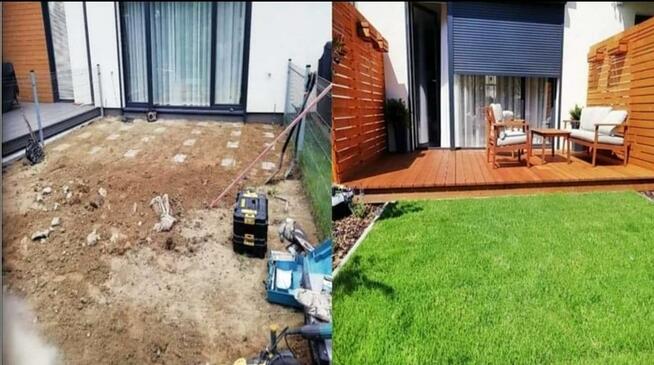 Zakładanie ogrodów nawadnianie trawa z rolki trawnik projekt