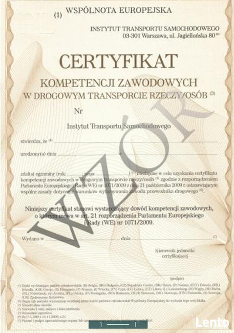 Użyczę certyfikatu kompetencji zawodowych
