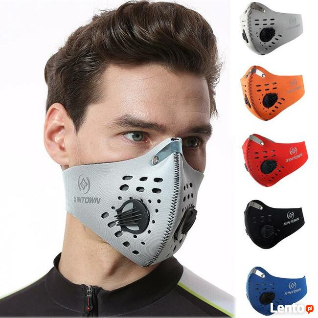 Maseczka antysmogowa filtrem, otworami wentylacją, regulacją