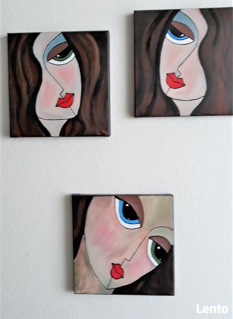 obraz ,tryptyk, abstrakcja, portret ,kobieta ,oczy