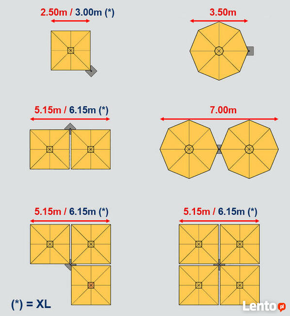 Parasole ogrodowe Prostor PR6 wieloczaszowe