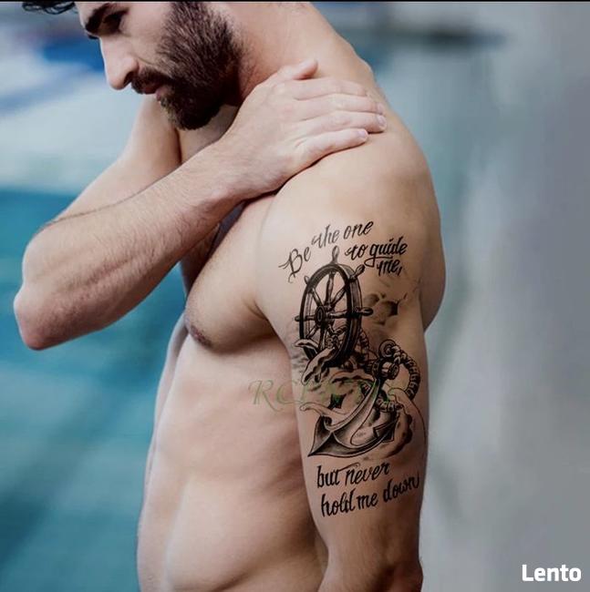 Tatuaże Tatuaż tymczasowy wodoodporny kotwica duży nr 59