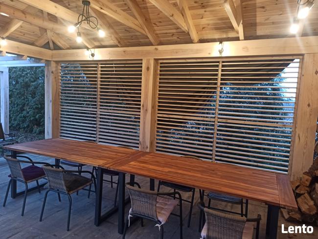 Drewniane shuttersy żaluzje balkonowe tarasowe ruchome