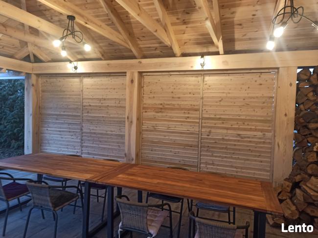 Drewniane shuttersy żaluzje balkonowe tarasowe ruchome