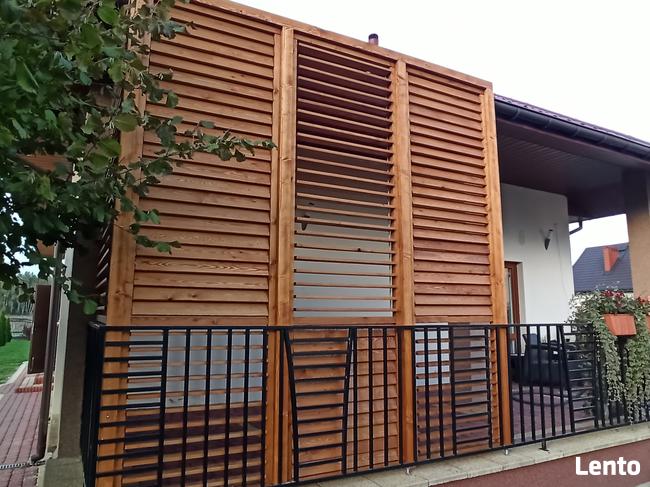 Drewniane shuttersy żaluzje balkonowe tarasowe ruchome