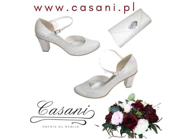 CASANI buty damskie na miarę weselne ślubne na duże szerokie