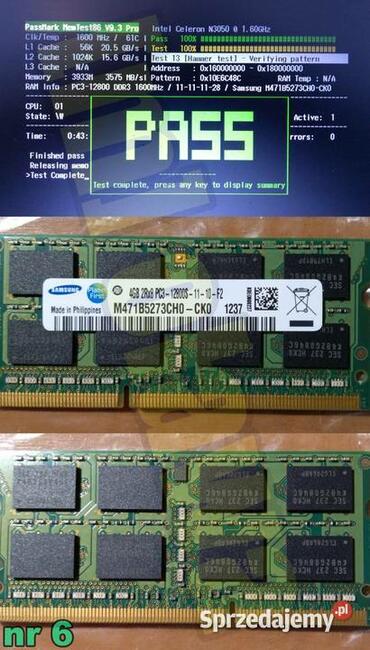 pamięć RAM DDR3 4GB 8GB Samsung do laptopów notebooków