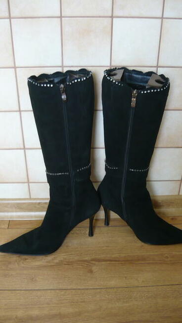 Buty kozaki zamszowe szpic