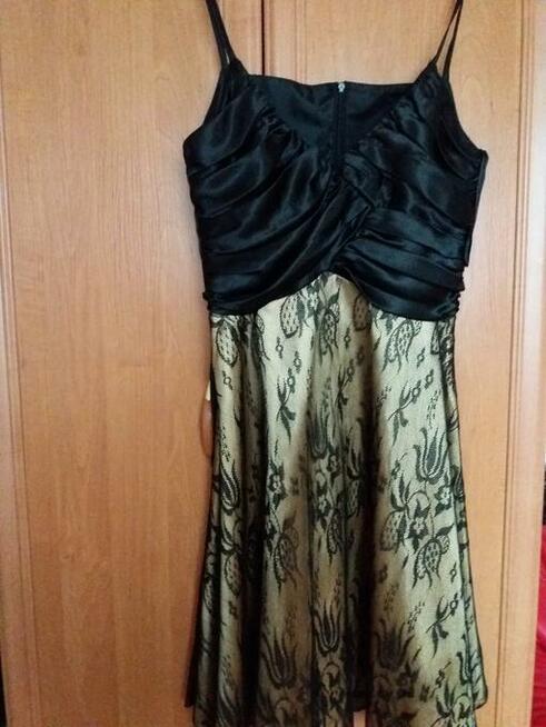 Suknia atłasowo- koronkowa czarna