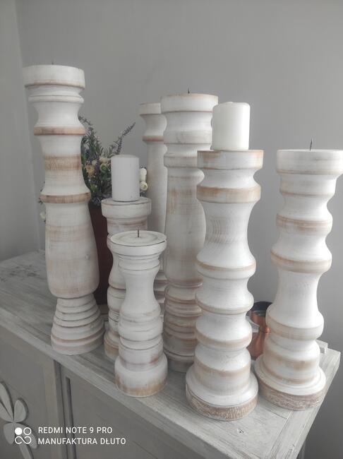 Prezent na święta Świeczniki drewniane toczone vintage retro